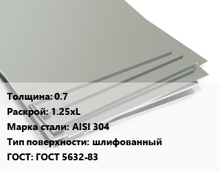 Лист нержавеющий 0.7 1.25хL Сталь: AISI 304 Тип:шлифованный ГОСТ 5632-83, х/к, в пленке цена от 267676 ₼ / т, где купить, условия доставки в Баку и Бакинская области